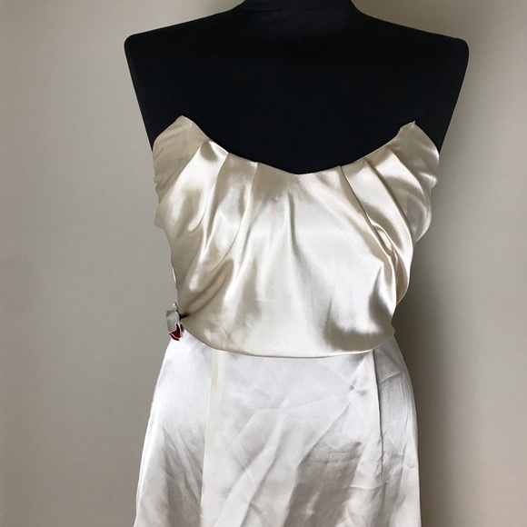 ASOS Champagne Strapless Satin Dress NWT - Picture 2 of 10